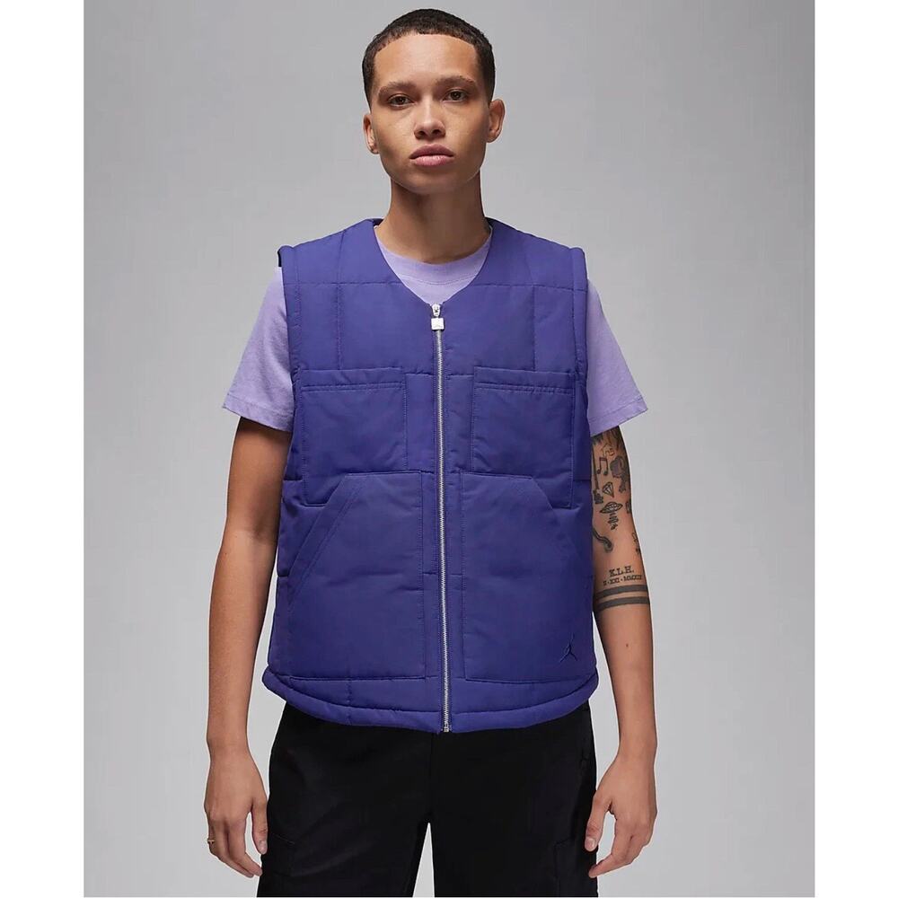 Nike Air Jordan Loose Fit Purple Quilted Puffy Gilet Vest Jump Man